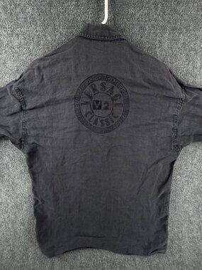 Versace Classic V2 Gray Linen Button Up Shirt Men Long Sleeve Designer Medium